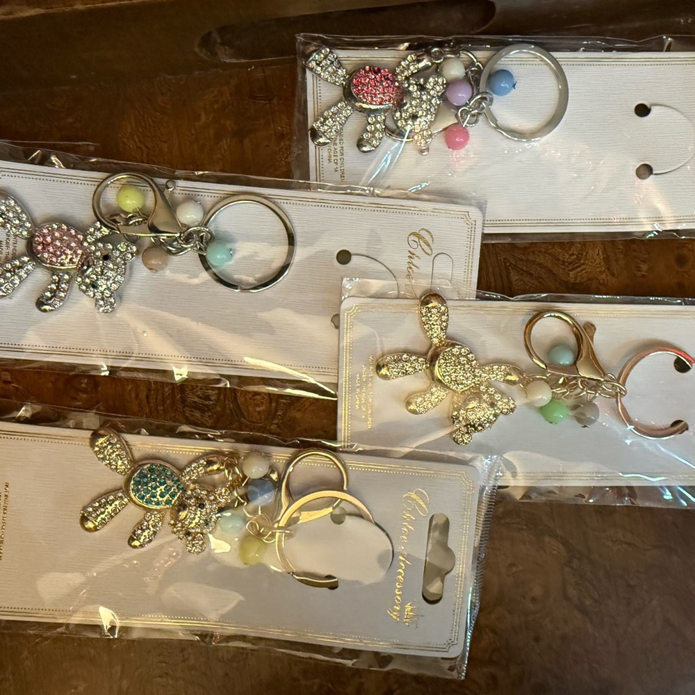 Chateau Sparkling Animal Keychain Set - Pink, Blue, Yellow